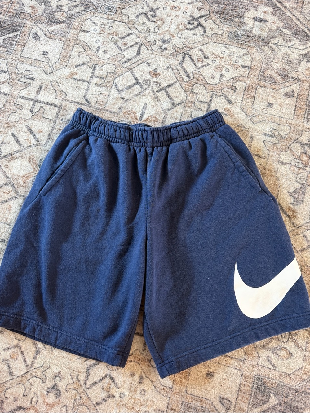Men’s Nike Navy Blue Shorts with White Swoosh Logo